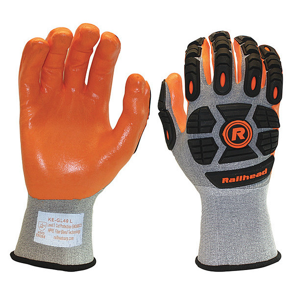 Railhead Gear Cut Resistant Impact Coated Gloves, A3 Cut Level, Nitrile, 2XL, 1 PR KE-GL40 2XL