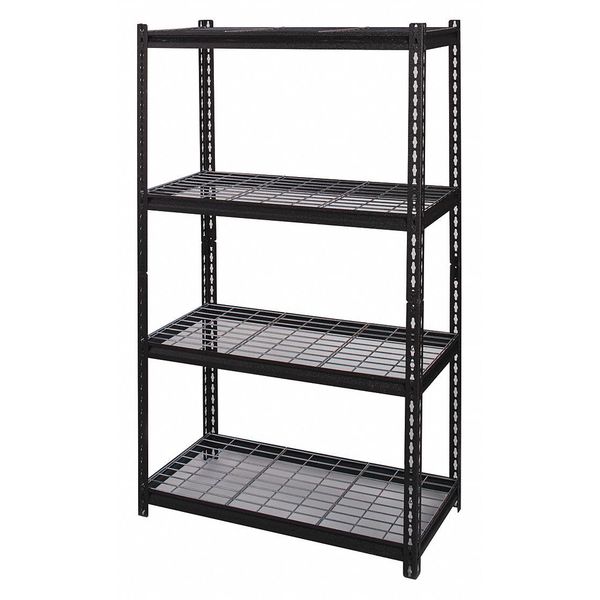 Iron Horse Wire Shelving Unit, 18"D x 36"W x 60"H, 4 Shelves, Black 22129