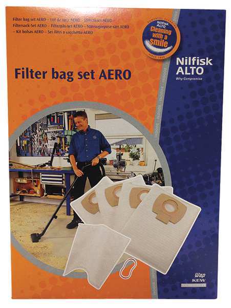 Nilfisk Vacuum Bag, Wet/Dry, 4 PK 302002404