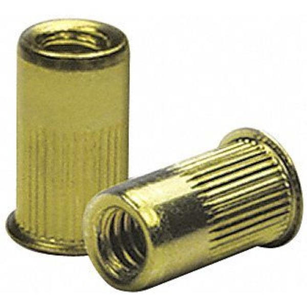 Zoro Select Rivet Nut, 3/8"-16 Thread Size, 0.595 in Flange Dia., 0.69 in L, Steel, 25 PK CAK2-3716-150-25