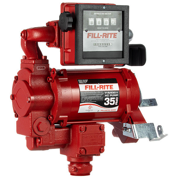 Fill-Rite Fuel Transfer Pump, 115/230V AC, 35 gpm Max. Flow Rate , 3/4 HP, Cast Iron, 1-1/4 in MNPT Inlet FR311VN