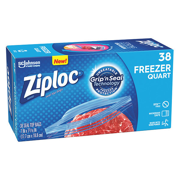 Ziploc Slide Seal Reclosable Bag 7-7/16 x 7, 2.6 mil, Clear, Pk38 314444