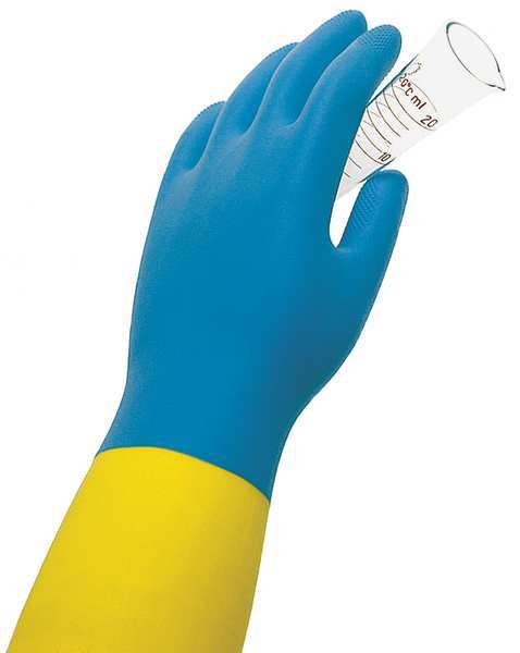 12-1/2 Chemical Resistant Gloves, Natural Rubber Latex/Polychloroprene, S,  1 PR