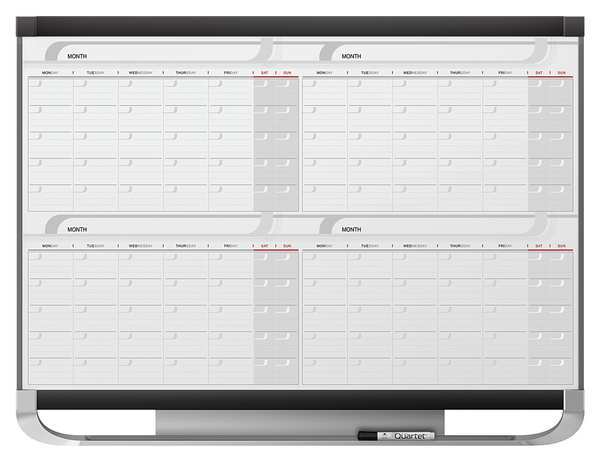 Quartet 36"x48" Magnetic Melamine Calendar Planning Board, White/Tan/Red, Gloss 4MCP43P2