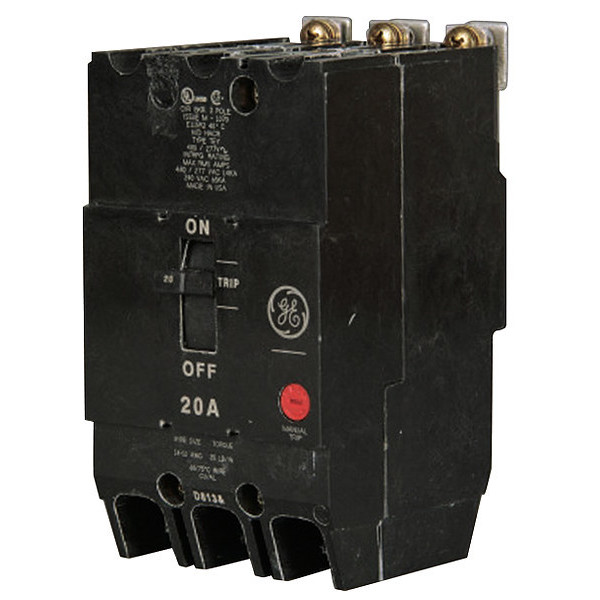 Ge Molded Case Circuit Breaker, TEYF Series 80A, 3 Pole, 277/480V AC TEYF380
