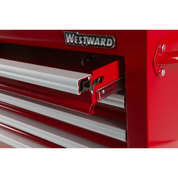 WESTWARD Top Chest, 9-Drawers, Powder Coated Red, 26