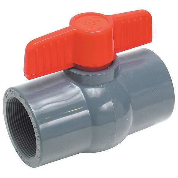 Zoro Select 1-1/4" FNPT PVC Ball Valve Inline 32H957