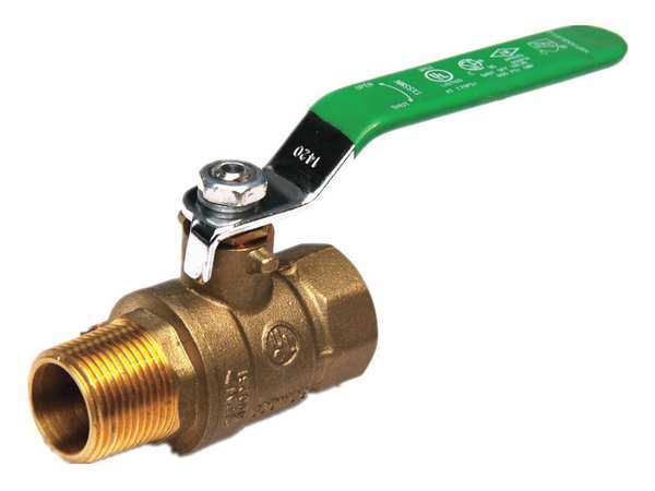 Zoro Select 1-1/2" FNPT x MNPT Brass Ball Valve Inline 107-327NL