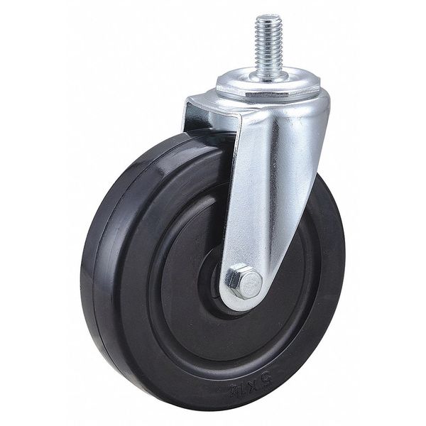 Zoro Select Swivel Stem Caster, Rubber, 5 in., 200 lb. 32J874