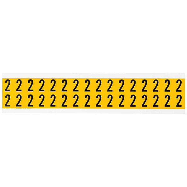 Brady Number Label, 2, 3/4in.Hx9/16in.W, Vinyl 1520-2