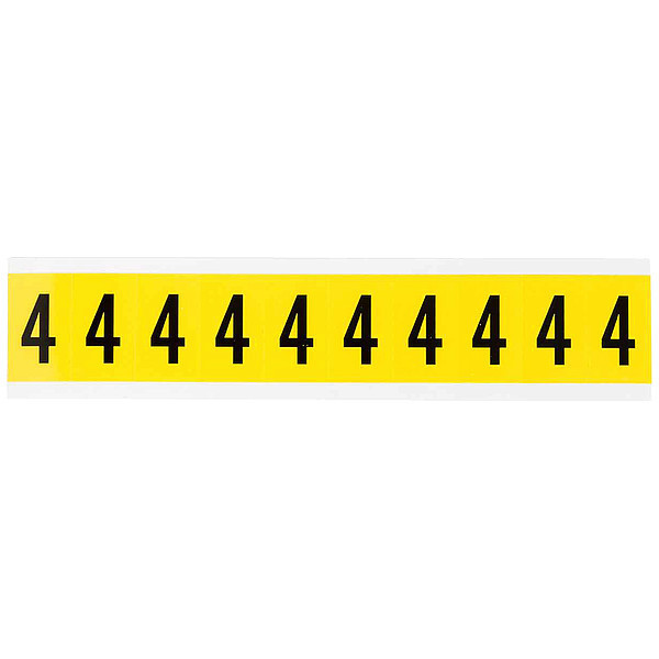 Brady Number Label, 4, 1-1/2in.Hx7/8in.W 3430-4