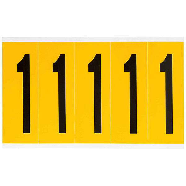 Brady Number Label, 1, 5in.Hx1-3/4in.W, Vinyl 1560-1