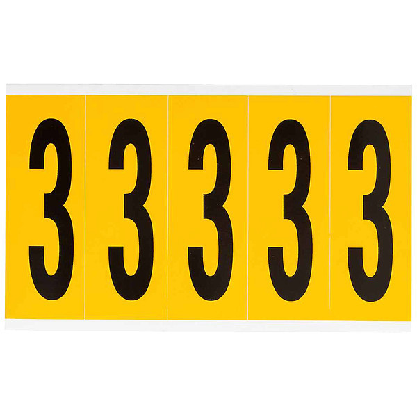 Brady Number Label, 3, 5in.Hx1-3/4in.W, Vinyl 1560-3