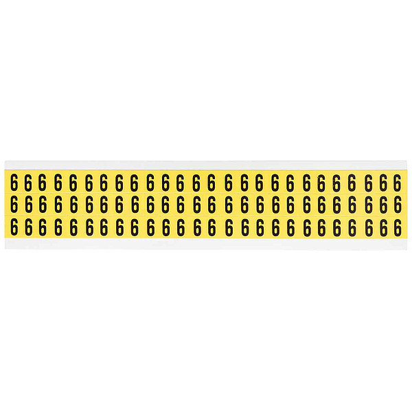 Brady Number Label, Character 6, 1/2inHx11/32inW 3410-6