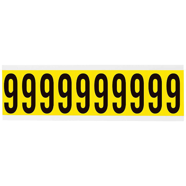 Brady Number Label, 9, 2-1/4in.Hx7/8in.W 3440-9