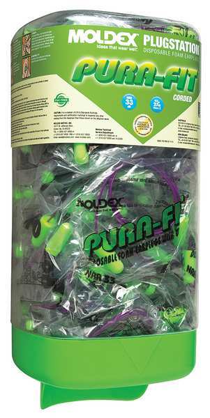 Moldex Disposable Corded Ear Plugs with Dispenser, Bullet Shape, 33 dB, 150 Pairs, Green 6882
