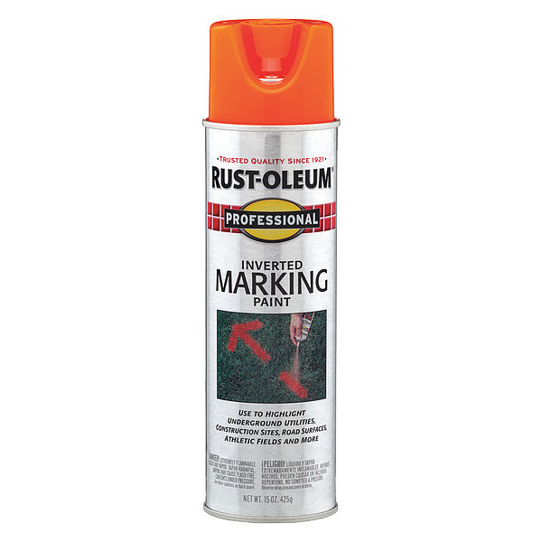 Rust-Oleum Professional Inverted Marking Paint, 15 oz, Fluorescent Orange 2554838