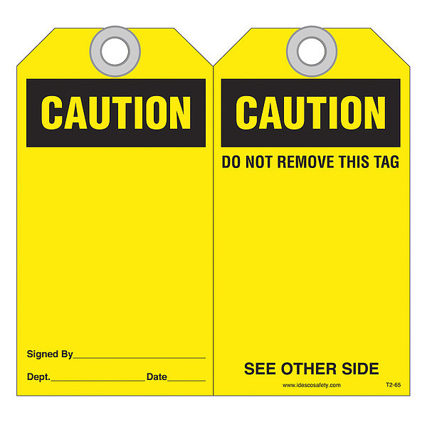 Idesco CAUTION Customizable Safety Tag T2-65
