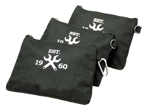 Westward Flat, Zippered Tool Bags, Black, Polyester, 3 Pockets 32PJ44