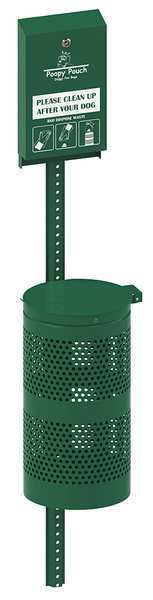 Poopy Pouch Pet Waste Disp. Station, Green, 3-1/2 gal. PP-H-KIT