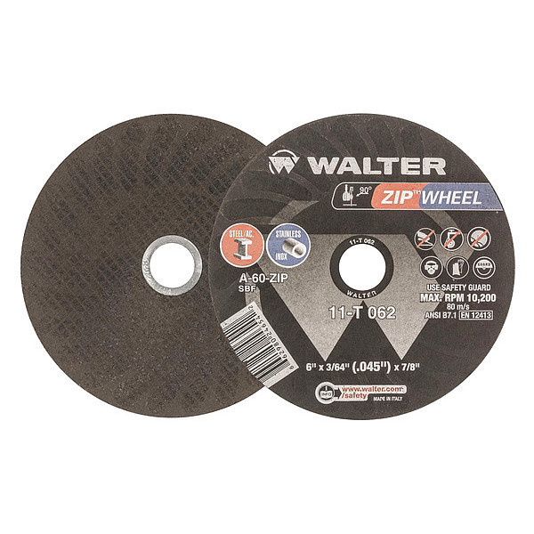 Walter Surface Technologies Cut-Off Wheel, T1, 6x3/64x7/8 11T062