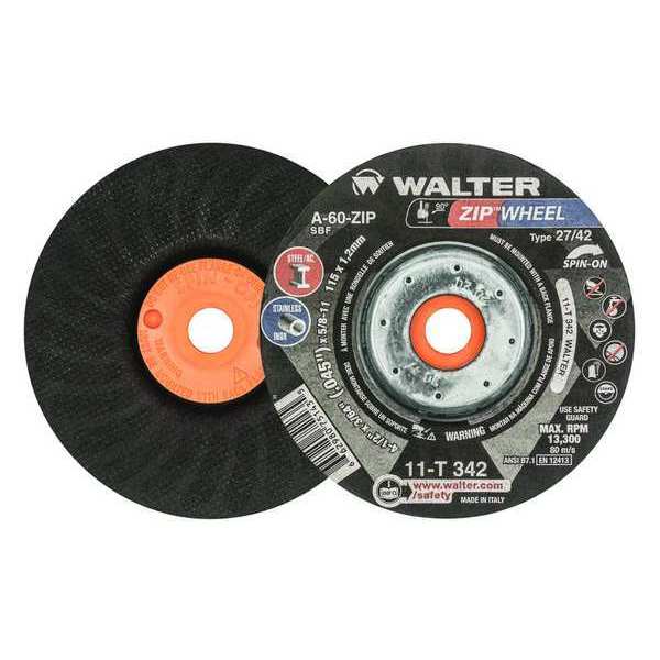 Walter Surface Technologies Depressed Center Cut-Off Wheel, Type 27, 0.0469 in Thick, Aluminum Oxide 11T342