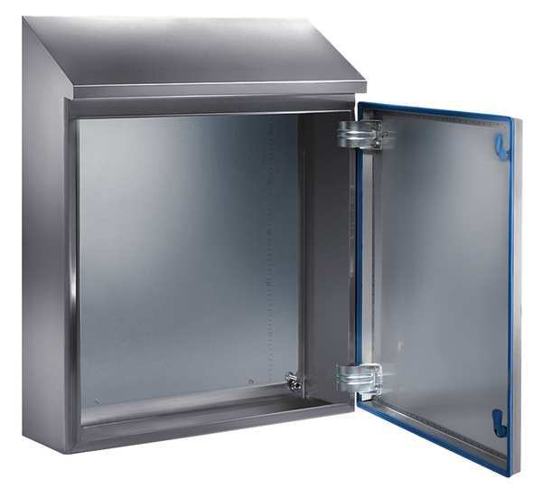 Rittal 316L Stainless Steel Sloped Top Enclosure, 14 in H, 9 in W, 6 in D, 4X, Hinged 1302600