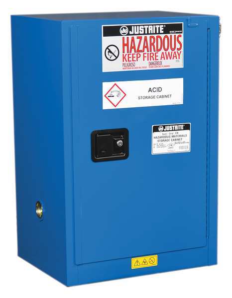 Justrite Hazard Material Safety Cabinet, 12 gal., Blue 861228