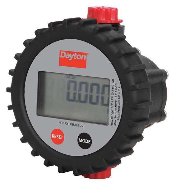 Dayton Flowmeter, Digital, 1/2in, FNPT, LCD, 200 cps 32ZN65