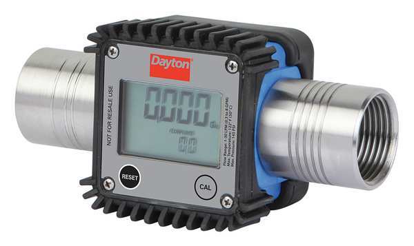 Dayton Flowmeter, Digital, 1in., FNPT, 5.35 cps, LCD 32ZN69