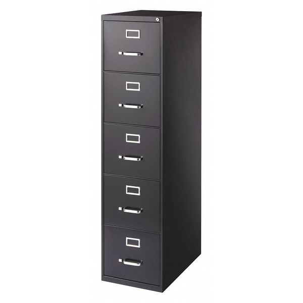 Lorell 15" W 5 Drawer File Cabinet, Black, Letter 48498