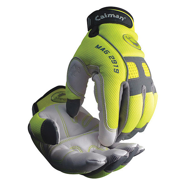 Caiman Hi-Vis Mechanics Gloves, S, Yellow/White 2919 S