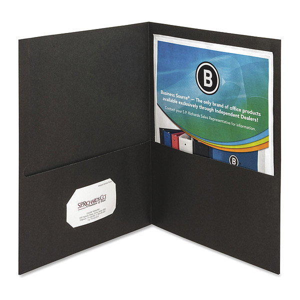 Business Source Folder, 2-Pocket, Letter, Blk, PK25 78490