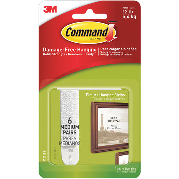 Command? Medium Picture Hanging Strips, White, 4 Sets of Strips