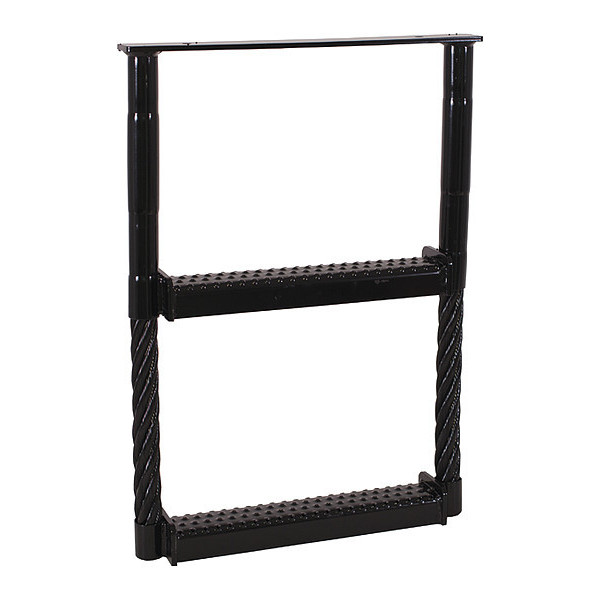 Buyers Products Black Powder Coated 2-Rung Cable Type Truck Step - 24 x 17.5 x 1.38 Inch Deep 5232417