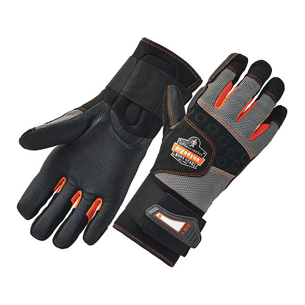Proflex By Ergodyne Gloves, Anti-Vibe, Wrist Supprt, Blk, M, PR 9012