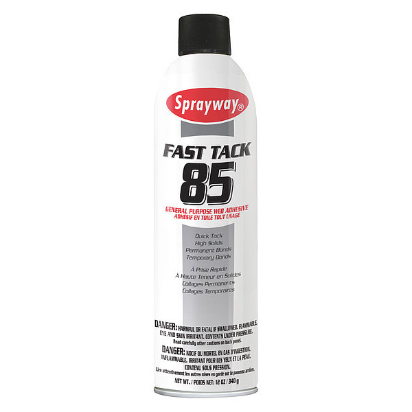 Sprayway Fast Tack 85 General Purpose Web Adhesive, Fast Tack 85 Series, Light Amber, 20 oz, Aerosol Can SW085 FAST TACK ADHESIVE