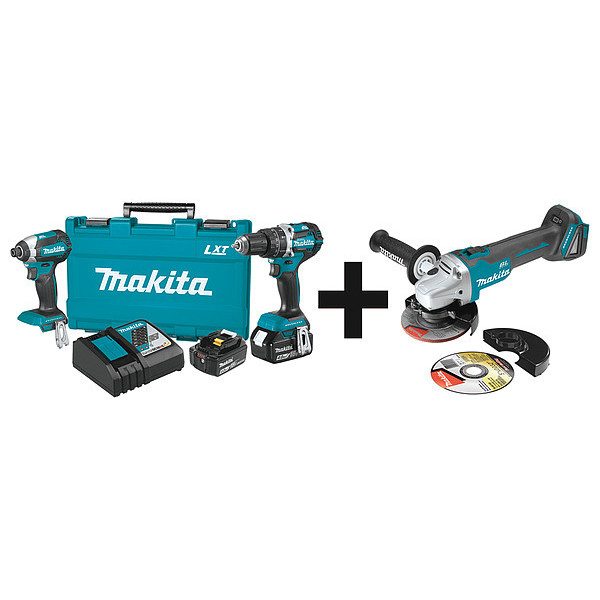Makita Cordless Combination Kit, 3 Tools, 18V DC XT269M  + XAG04Z