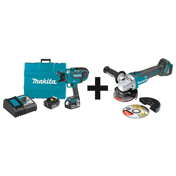 Makita Rebar Tying Tool Kit, 18.0VDC, 21 ga. Wire XRT01TK + XAG04Z