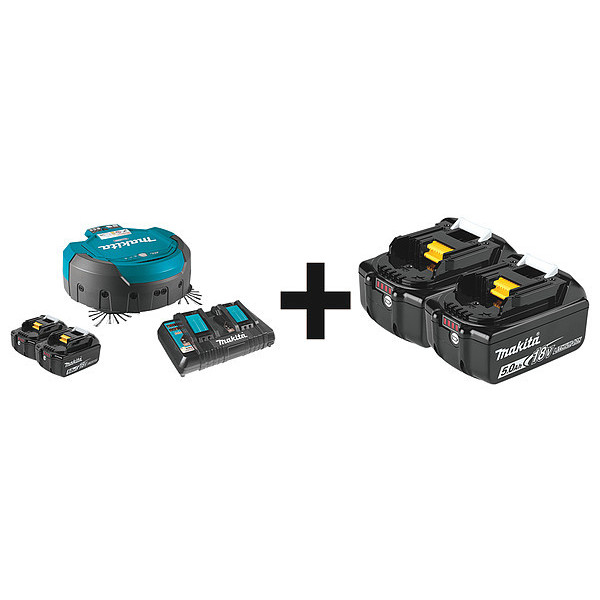 Makita Cordless Robotic Vac Kit, 18V DRC200PT + BL1850B-2