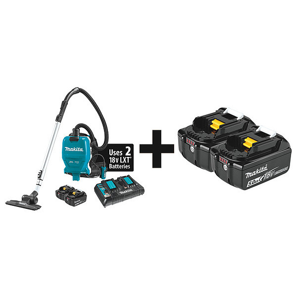 Makita Cordless Vacuum Kit, HEPA Filtration XCV09PT + BL1850B-2