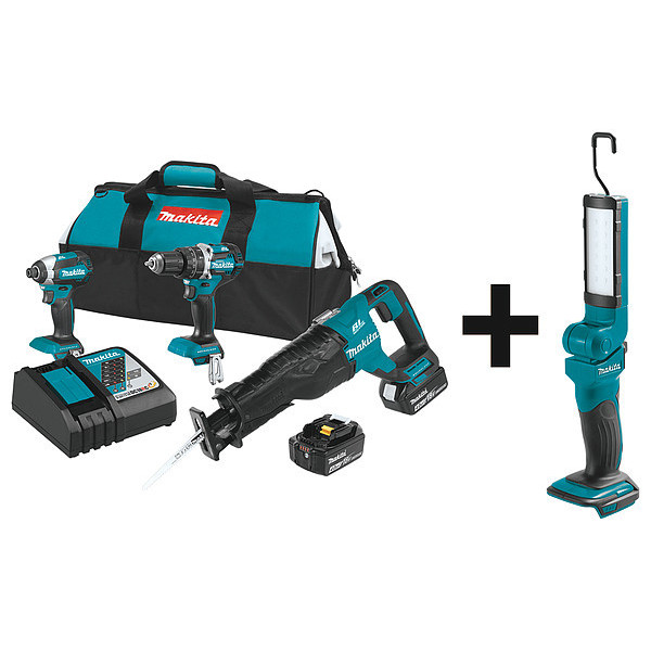 Makita Cordless Combination Kit, 4 Tools, 18V DC XT328M + DML801