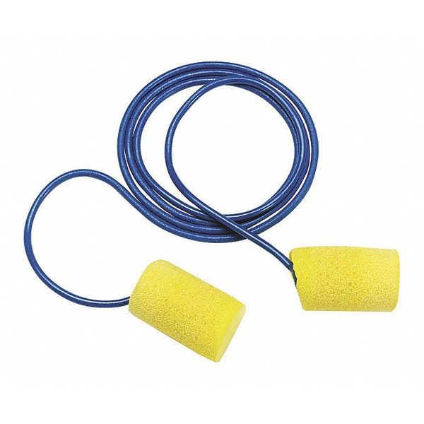 3M E-A-R Classic Disposable Earplug, Corded, Yel, PK200, 29 dB, Yellow, 200 PK 3111101