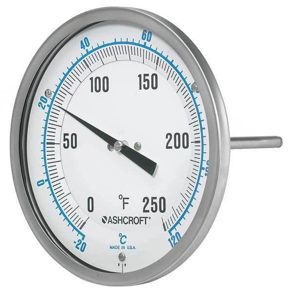Ashcroft Dial Thermometer, BiMetallic, Glass Window 50EI60R