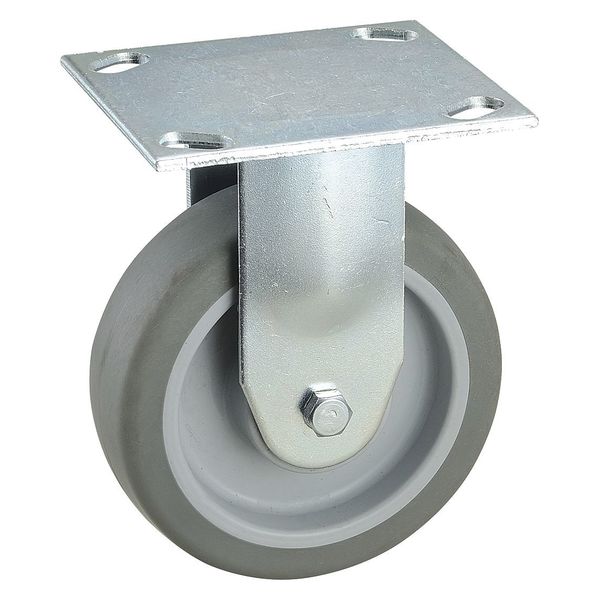 Zoro Select Rigid NSF-Listed Plate Caster, TPR, 5 in., 300 lb. 33H909