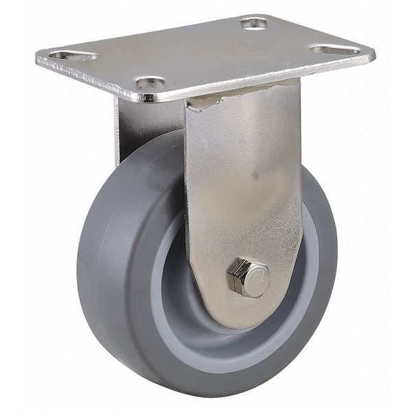 Zoro Select Rigid NSF-Listed Plate Caster, TPR, 4 in., 275 lb. 33H932