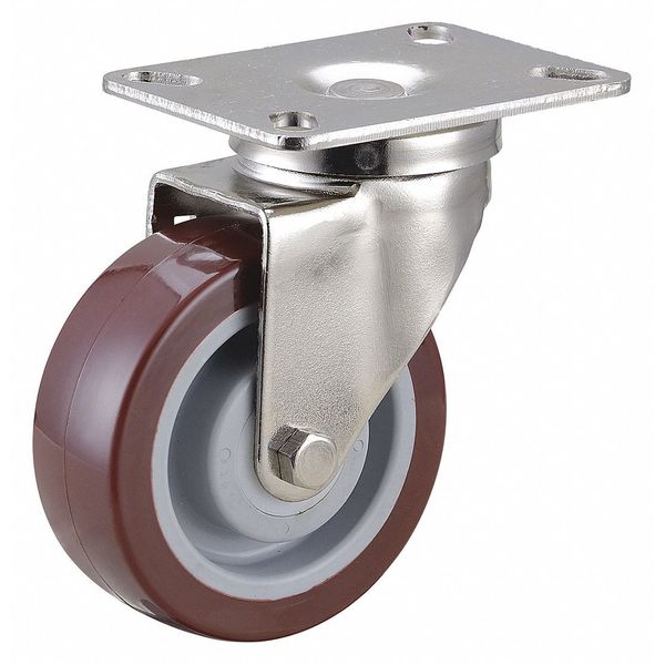 Zoro Select Swivel NSF-Listed Plate Cstr, 375 lb., Delrin Bearing 33H935