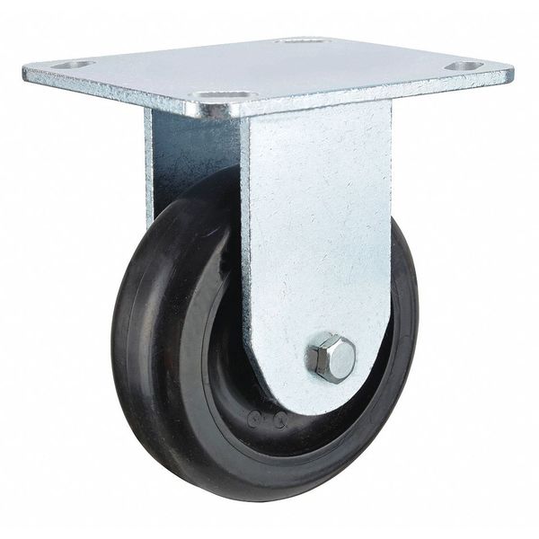 Zoro Select Rigid Plate Caster, 4 in. Dia., 300 lb. P12R-PB040B-P3