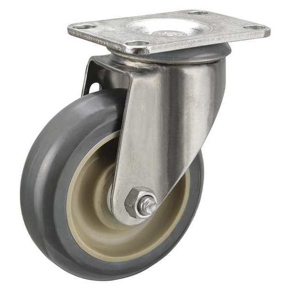 Zoro Select Swivel NSF-Listed Plate Caster, Polyurethane, 3-1/2in, 350lb P12SX-UP035D-12