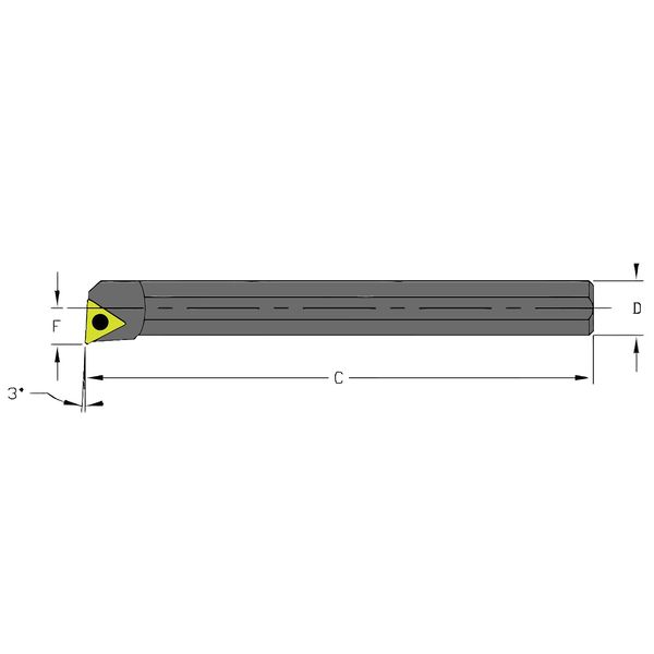 Ultra-Dex Usa Indexable Boring Bar, S08M STUCR2-312, 6 in L, High Speed Steel, Triangle Insert Shape S08M STUCR2